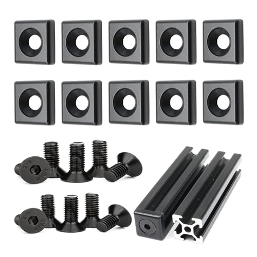 10Pcs 2020 Aluminum Extrusion T Slot End Cap Bracket 20 Series Extruded Hardware Cover with Screws for 20/20 2040 T V Slot Black Aluminum Profile Frame Fitting - style: 10 sets with M6