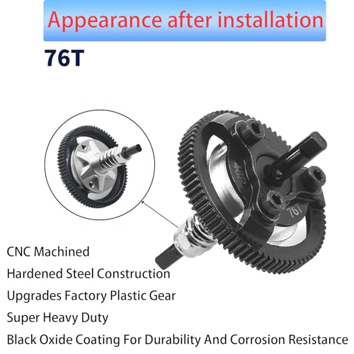 48P 72T and 76T Hardened Steel Spur Gear Set for Traxxas 1/10 Slash 2WD - size: 48P-Spur Gear-72T 76T