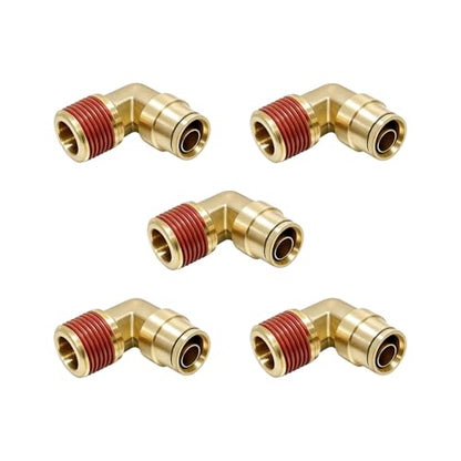 90 Degree 3/8"OD x 1/8" NPT Swivel Elbow Push to Connect Fittings,Brass Air Line Connector (Pack of 5) – DOT Air Brake Line Quick Fittings for Truck and Pneumatic System - size: 3/8"OD x 1/8" NPT