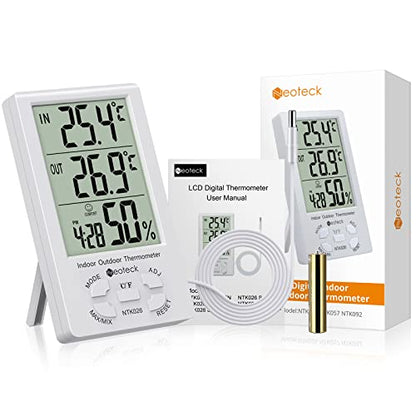 Neoteck Wired Indoor Outdoor Thermometer Hygrometer with 1.5m Sensor
