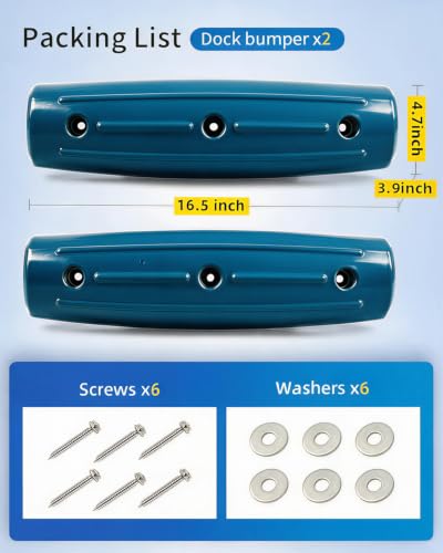 OCEANBROAD Dock Fender Bumpers, 17" Horztial Dock Bumpers for Edge Side - color: Ocean Blue, style: 2 Pack