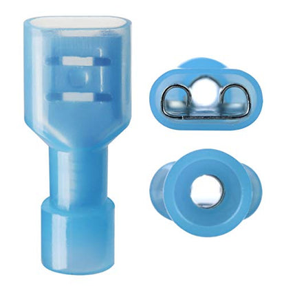 100 Pcs XHF Blue Nylon Female Spade Connectors 16-14 AWG Quick Disconnect Wire Terminals Insulated Wire Crimp Connectors (Pack of 3) - size: Female Blue 100PCS (Pack of 3)