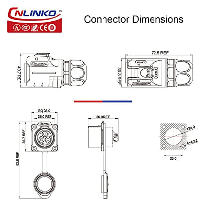 CNLINKO LP-24 4 Pin Waterproof Connector 25A 500V AC Quick Plug Circular Connector PBT Plastic Shell Fast Release Aviation Connector M24 Flange Socket (4 Pin) - size: 4 Pin, style: M24 Pin Connectors