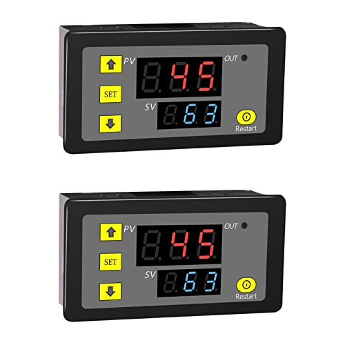 2Pcs DC 24V 20A Relay Module with Dual LED Digital Display Programmable Cycle Timer Switch ON-Off Control - color: DC 24V