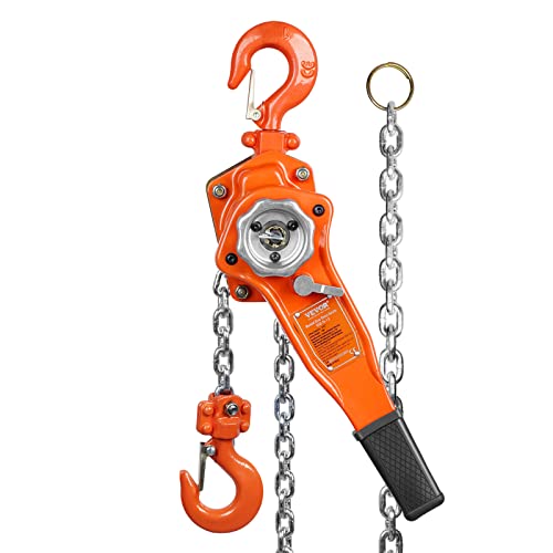 VEVOR Manual Lever Chain Hoist, 3/4 Ton 1650 lbs Capacity 10 FT Come Along, G80 Galvanized Carbon Steel with Weston Double-Pawl Brake, Auto Chain Leading & 360° Rotation Hook, for Garage Factory Dock - size: 3/4 Ton 10FT