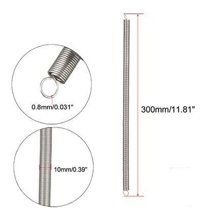 uxcell Extended Tension Spring Wire Diameter 0.031", OD 0.39", Free Length 11.81" Stainless Steel Small Dual Hook Tension Spring for Machinery Construction Industrial (Pack of 2) - size: 0.031"x0.39"x11.81" (Pack of 2)