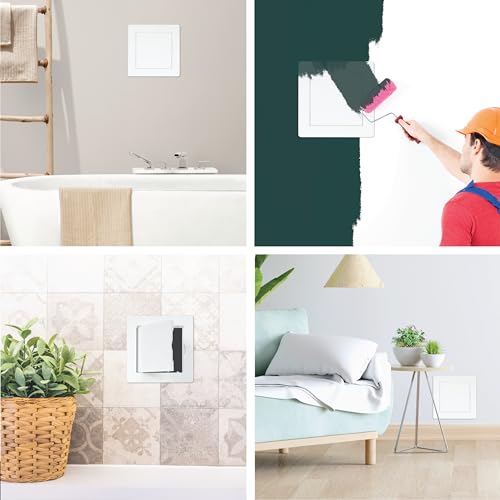 4" x 4" White Plastic Access Panel. Service Shaft Door Panel. Plumbing, Electricity, Heating, Alarm Wall Access Panel for Drywall. Bathroom Services Access Hole Cover.