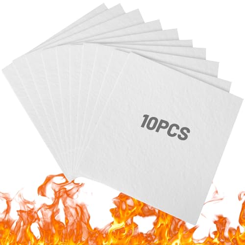 10 Pack Ceramic Fiber Paper, 11" x 12" x 1/8" High Temperature Ceramic Fiber Rectangle Papers White Insulation Gasket Paper for Stove Furnace Fireplace