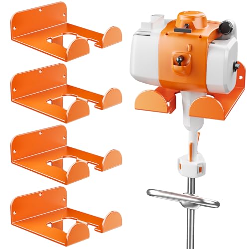 POKIPO Weedeater Hanger,4 Pack Garage Tool Organizer Storage Trimmer Rack for Open Trailer, Heavy Duty Metal Grass String Weed Wacker Eater Holder Wall Mount Loads 25lbs,Garden Hooks for Most Tools - color: Orange, size: 4 Pack