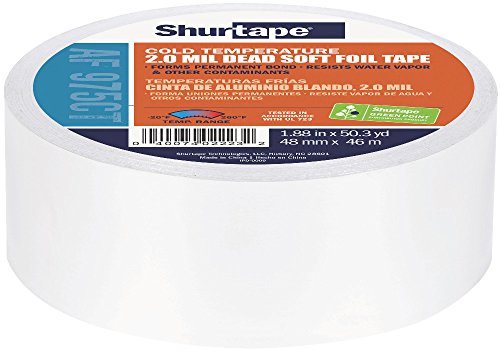 Shurtape AF 975CT Cold Temperature Aluminum Foil Tape, 48mm x 46m, Silver, 1 Roll (232032) - size: 48mm