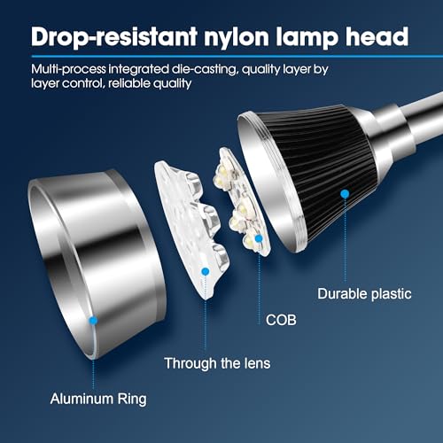 Magnetic Work Light, LED Machine Work Light with Magnet Base & Flexible Gooseneck, Shop Tool Lamp for Wood Lathe, Workbench, Sewing Machine, Grill, Industrial Mechanic Light