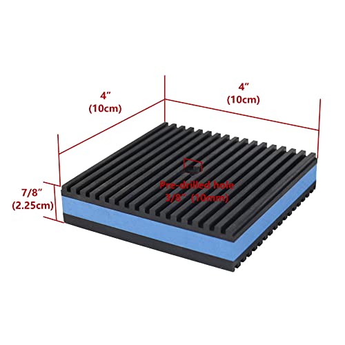 LBG Products Anti Vibration Pads,4" X 4" X 7/8" Heavy Duty Blue EVA Rubber Anti Vibration Isolation Pad for Air Compressor,Washer and Dryer,HVAC,Treadmills,Air Conditioner Accessories,Pack of 4 - size: 4" X 4" X 7/8"