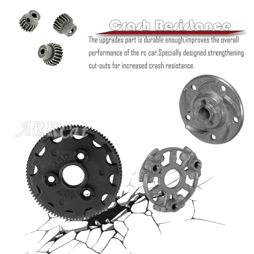 90T 48P Spur Gear with 17T 19T 21T Pinions Gear & Slipper Clutch Upgrades Part for 1/10 Slash Rustler Stampede Bandit 2WD VXL,90T Spur Gear,Titanium - color: Titanium - (90T)