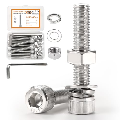 10 Sets Metric M10 Hex Socket Head Cap Screws Bolts Kit, M10-60mm Screws - size: M10 - 60mm