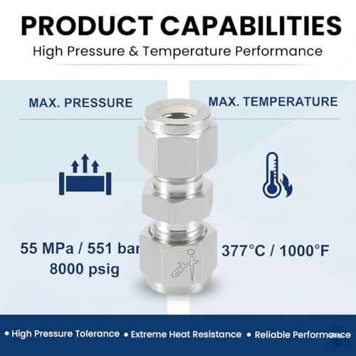 316SS Compression Tube Fitting, Straight Union, 3/4" OD x 3/4" OD - size: 3/4" OD x 3/4" OD