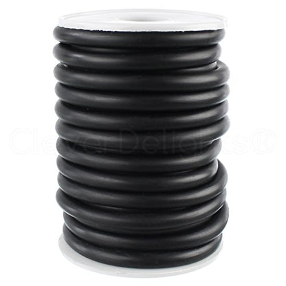 CleverDelights Solid Rubber Cord - 1/4" Diameter - 25 Feet - Buna 70 Durometer - Black - .25" Round