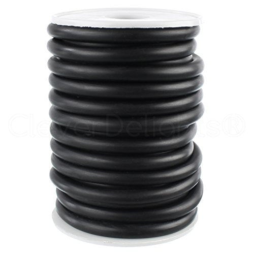 CleverDelights Solid Rubber Cord - 1/4" Diameter - 10 Feet - Black