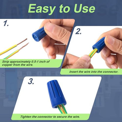 12Pcs Waterproof Wire Nuts, Outdoor Electrical Cable Connectors - color: Blue, Black, Small, Medium