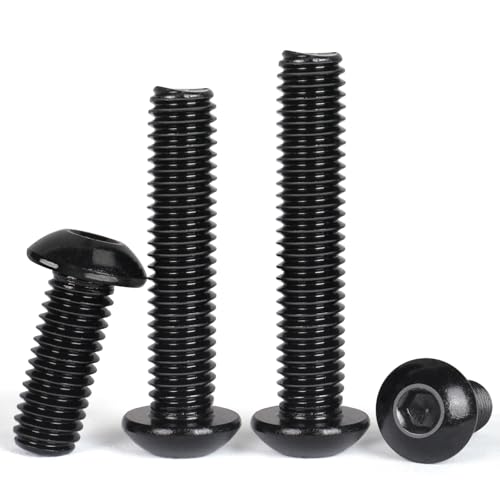 VGBUY 16Pcs 3/8-16 x 1 Button Head Socket Cap Bolts Screws, 304 Stainless Steel 18-8, Black Zinc Plated, Fully Threaded, with Spanner Allen Hex Drive - color: Black, size: 3/8-16 x 1"