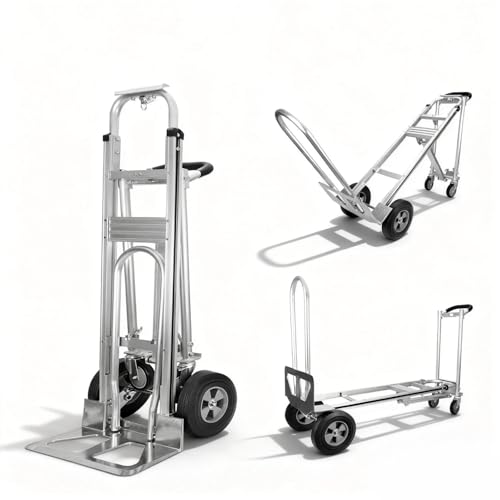 NORTHSKY 3-in-1 Convertible Hand Truck & Platform Cart, 770 lbs Heavy Duty Aluminum Dolly with 10" Solid Rubber Wheels&Folding Nose Extension – Ergonomic Anti-Slip Handle for Transporting & Moving