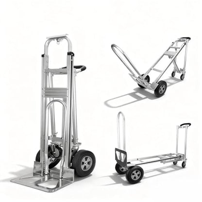 NORTHSKY 3-in-1 Convertible Hand Truck & Platform Cart, 770 lbs Heavy Duty Aluminum Dolly with 10" Solid Rubber Wheels&Folding Nose Extension – Ergonomic Anti-Slip Handle for Transporting & Moving