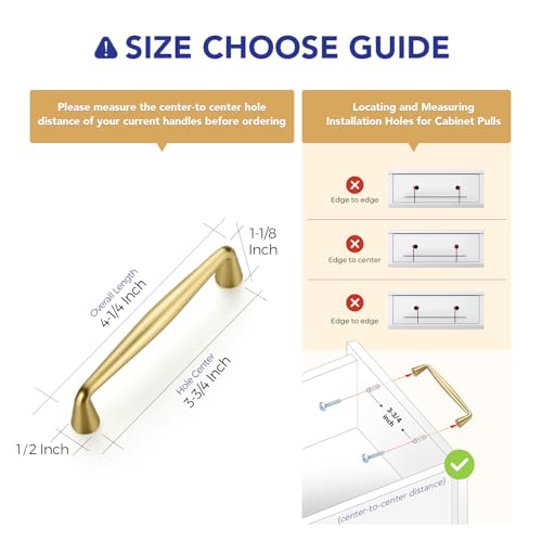 Ravinte Brushed Gold Cabinet Handles Solid Handles,3-3/4 Inch,5 Pack - color: Brushed Gold, size: 3-3/4 Inches Hole Center