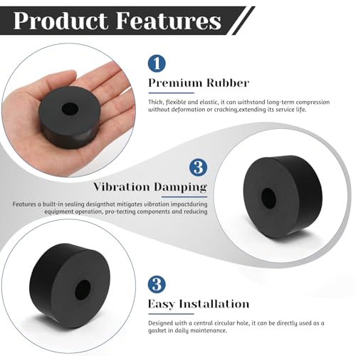 8 PCS Multi Purpose Rubber Spacer, 1-3/4" OD x 1/2" ID x 3/4" Thickness - size: 1-3/4" OD x 1/2" ID x 3/4" Thickness