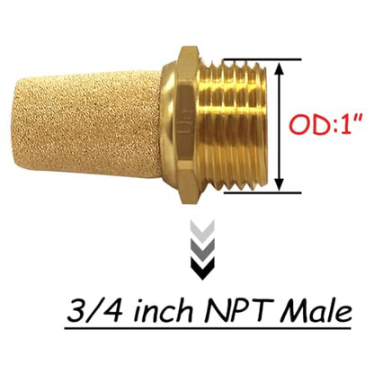 Uenede Brass 3/4" NPT Male Air Pneumatic Mufflers, 3PCS - size: 3/4"NPT Male-3PCS