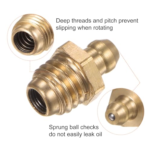 HARFINGTON 15pcs Brass Straight Grease Fitting M12x1.5mm Metric Thread Hydraulic Grease Nipple Accessories for Car - size: M12x1.5