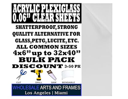 0.06" Clear 20x30 Plexiglass Sheets 3PACK. Acrylic Panels 20x30 Acrylic Sheets for Picture Frame Glass Replacement for 20 x 30 Glass. Lucite. PETG. Polystyrene. Plexi Glass 20 x 30 Strong, Light - size: 20x30