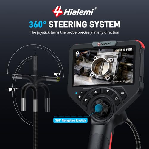 6.4mm 360° Articulating Borescope 4-Way Endoscope Camera with Light - size: 6.4mm