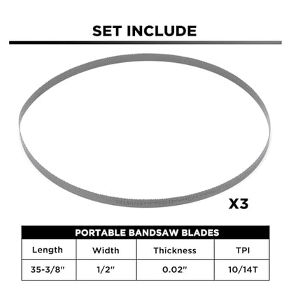 35-3/8 Inch Band Saw Blade 10/14 TPI for Milwauk* Portable Band Saw Blade, Replacement for Milwauk* Bandsaw Blades, 35-3/8" x 1/2" x .020" 10/14 TPI, 3-Pack - size: 35-3/8 Inch(14/18)