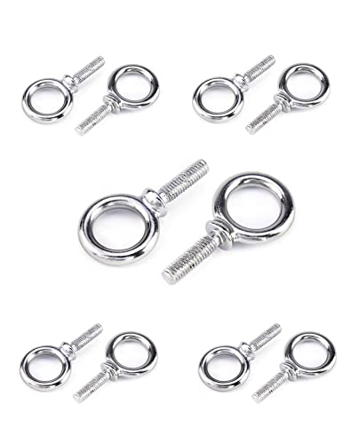 QWORK Eye Bolt, 10 Pack 3/8" x 1-1/4" UNC Marine Grade Stainless Steel Lifting Ring Threaded Eyebolts - color: 10 Pack, size: 3/8"-16 x 1"