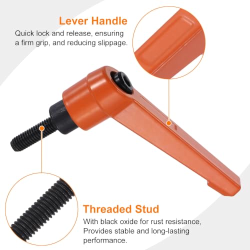 uxcell Clamping Lever Handles for Lathe, M5x16mm Male Thread Orange 2Pcs - size: M5x16mm