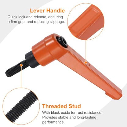 uxcell Clamping Lever Handles for Lathe, M5x16mm Male Thread Orange 2Pcs - size: M5x16mm