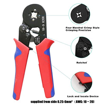 Fidioto Ferrule Crimping Tool Kit, One AWG23-7 Self-Adjustable Ratchet Wire Crimping Tool with 1900PCS Wire Terminals Crimping Connectors Wire End Ferrules - size: 1900pcs + Crimping Tool
