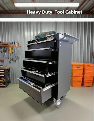 5-Drawer Rolling Tool Chest with Locking Wheels & Drawers - color: Black-5