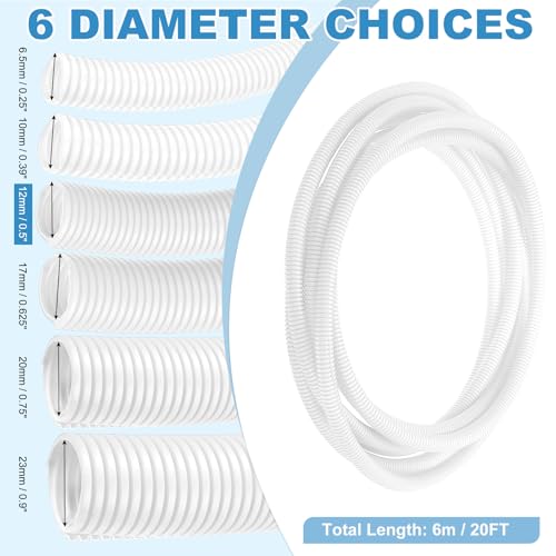 MECCANIXITY Plastic Split Wire Loom Tubing 1/2"(12mm) ID 20FT(6m), White - color: White, size: 1/2"(12mm) ID x 20FT(6m)
