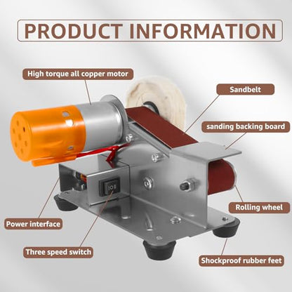Mini Sander, 15 Electric Grinder, 7-Speed Knife Sharpener, Heavy Duty Sander w/30 Sanding Belts, Electric Grinding Machine for Metal Jewelry
