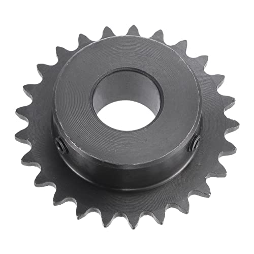 uxcell 25 Tooth Roller Sprocket B Type, #25 Chain, Single Strand 1/4" Pitch, 16mm Bore Black Oxide C45 Carbon Steel with Set Screws for ISO 04C - size: 16mm