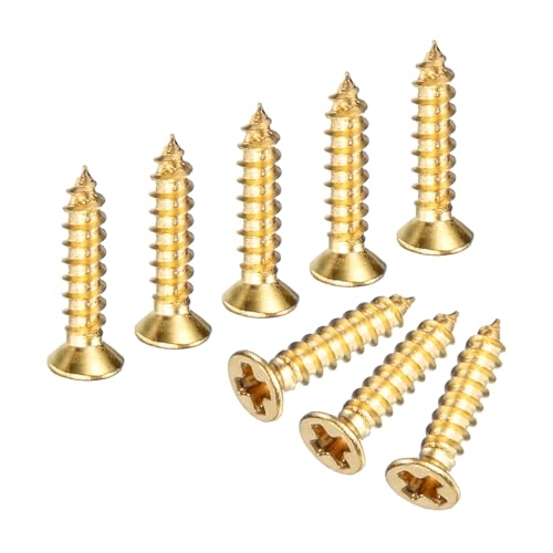 M METERXITY 100-Pack Brass Wood Screws, M2 x 10mm Phillips Flat Head Self-Tapping Screw Connector Fasteners for Door Hinges/Woodworking/Furniture Repair/Gardening/DIY Crafts Decorative Screws - size: M2x10mm