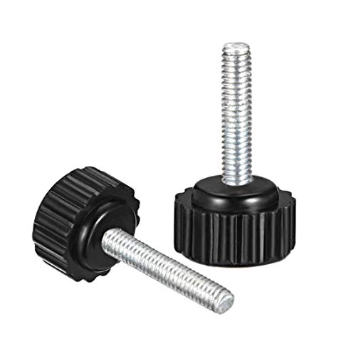 uxcell M4 x 20mm Metric Male Thread Knurled Clamping Knobs Grip Thumb Screw on Type Plastic Threaded Hand Bolt Knobs Black 12 Pcs - size: M4 x 20