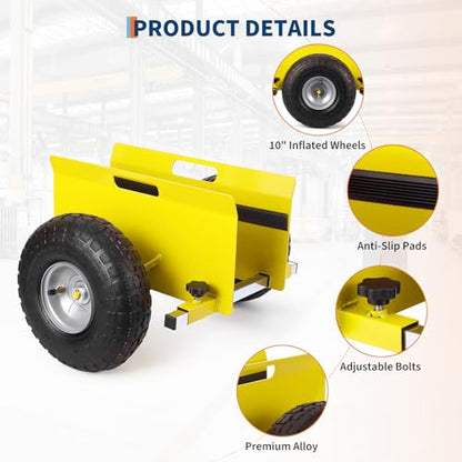 600 LBS Panel Dolly, Door Dolly Adjustable Drywall Mover with 10" Tires - size: Yellow-2 PCS