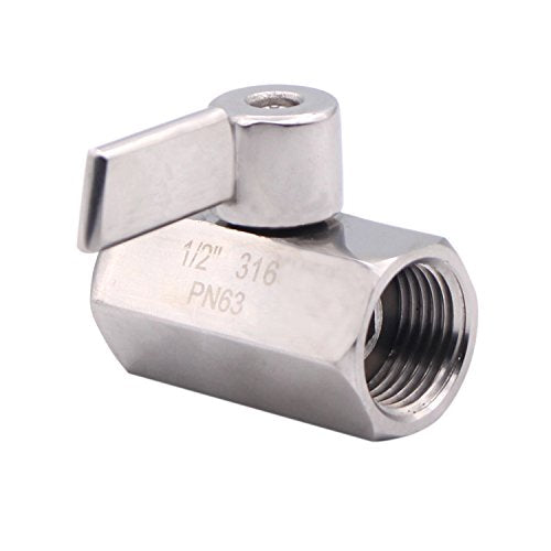 DERNORD Stainless Steel Mini Ball Valve NPT Thread Female (1/2" Female&Female) - size: 1/2 Inch, style: Pack of 1