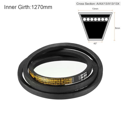 uxcell A50 Drive V-Belts 50" Inner Length 13mm Width 8mm Thick JIS Standard A-Section Rubber Drive Transmission Belt - size: 50"