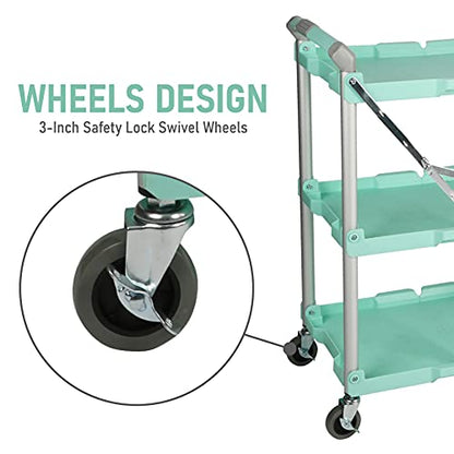 Olympia Tools 89-349 Pack-N-Roll Folding Collapsible Service Cart, 150LB Capacity, Teal - color: Teal, size: 150LB