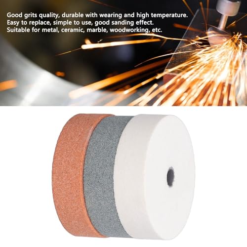 3 Inch Silicon Carbide Grinding Wheels 3 Pack – Abrasive Polishing Discs for Bench Grinders, Sharpening Metal Wood Glass and Lawn Mower Blades