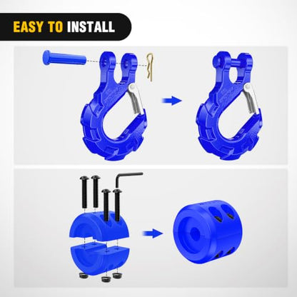 Nilight 3/8-Inch Forged Steel Winch Hook with Cable Hook Stopper - color: Blue