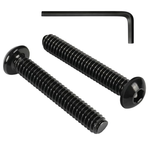 VGBUY 28Pcs 1/4-20 x 2 Button Head Socket Cap Bolts Screws,304 Stainless Steel 18-8,Black Zinc Plating,Fully Threaded,with Spanner Allen Hex Drive, for Furniture,Water Pump,Light Fixture(VG10310) - color: Black, size: 1/4-20 x 2"