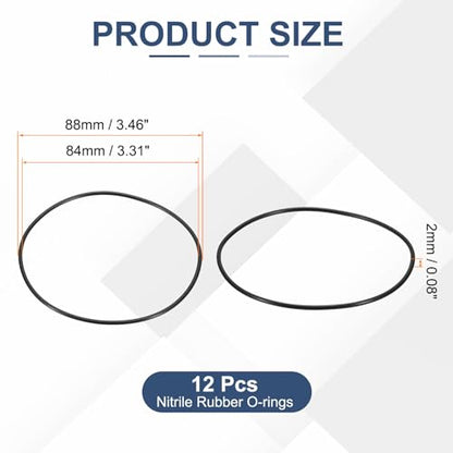 12pcs Nitrile Rubber O-Rings 84x88x2mm Metric NBR Sealing Gasket - size: 84mm x 88mm x 2mm